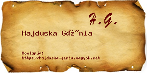Hajduska Génia névjegykártya